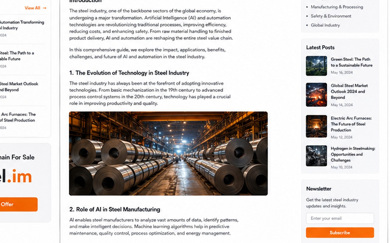 Electric Arc Furnaces: The Future of Steel Production: How AI and Data Are Accelerating Industrial Decisions — steel industry image